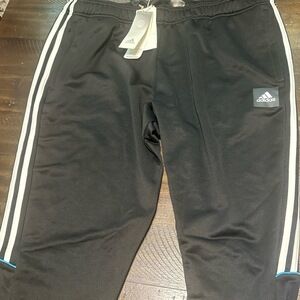 Adidas Sweatpants Mens Size 2XL Black White Tapered Jogger Zipper Pockets Athlet